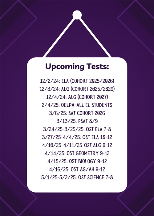 Upcoming Tests